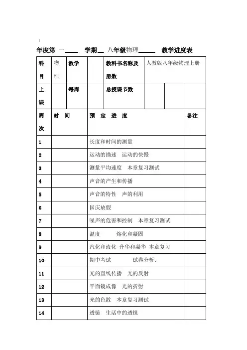 2017新版人教版八年级物理上册全册教案