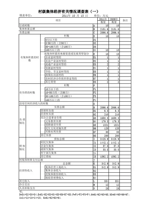 村级集体经济调查表