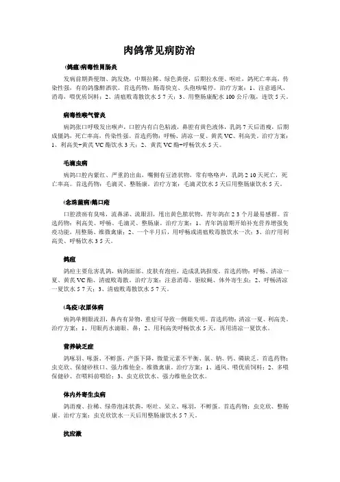 肉鸽常见病防治