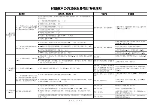村级基本公共卫生服务项目考核细则