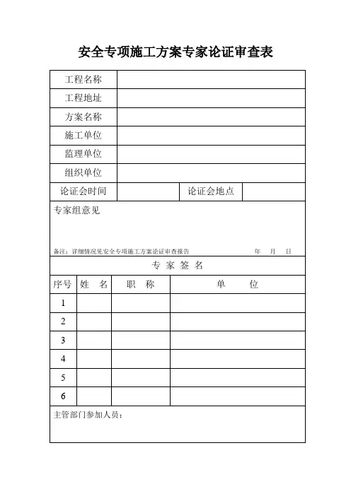安全专项施工方案专家论证审查表