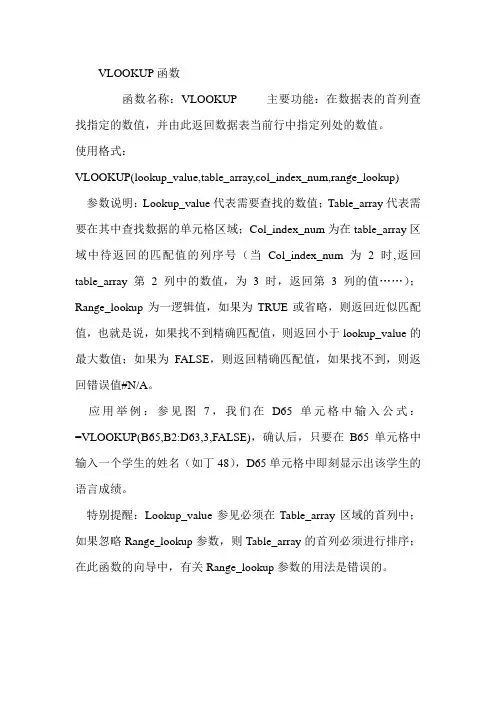 VLOOKUP函数