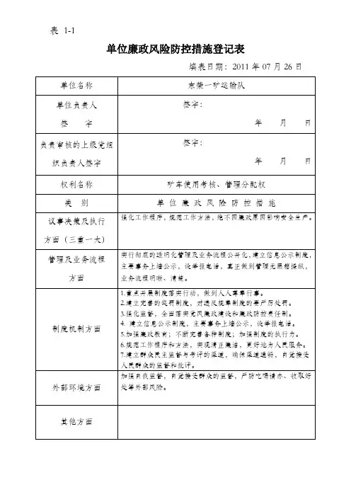 廉政风险防控机制建设   防控措施阶段工作方案