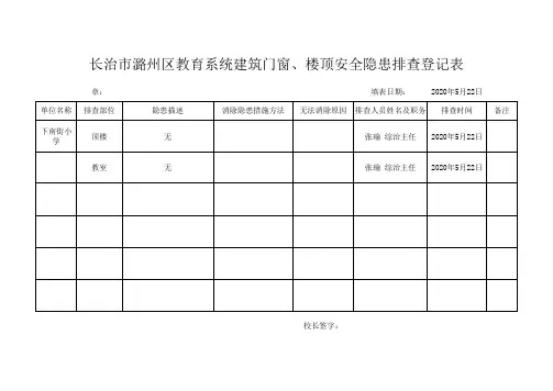 长治市潞州区高层建筑门窗楼顶排查登记表Microsoft Excel 工作表