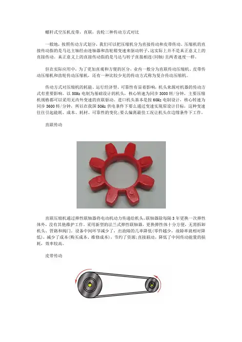 螺杆式空压机皮带-直联-齿轮三种传动方式对比