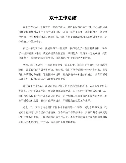 双十工作总结