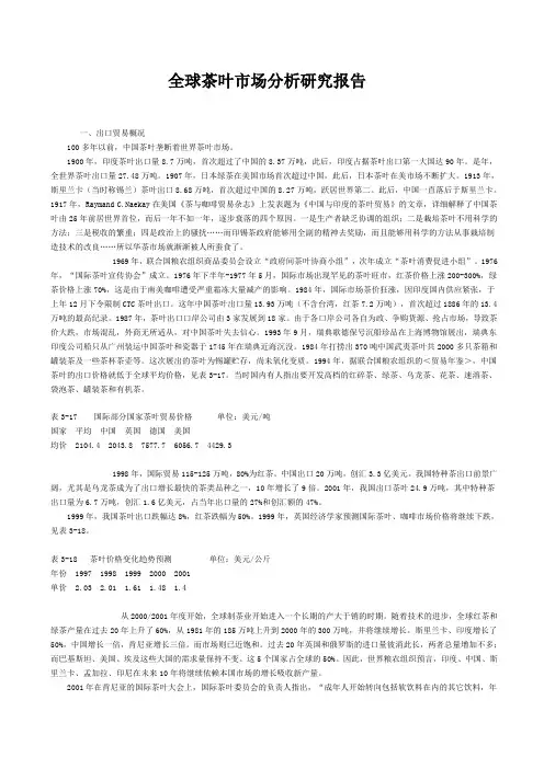 全球茶叶市场分析研究报告