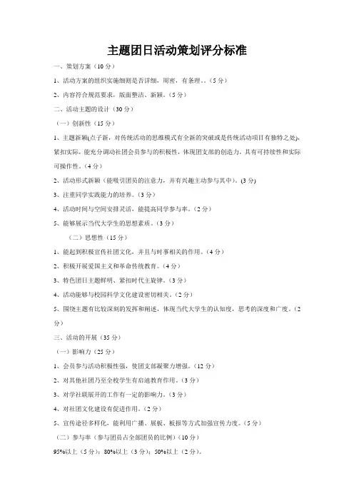 主题团日活动策划评分标准