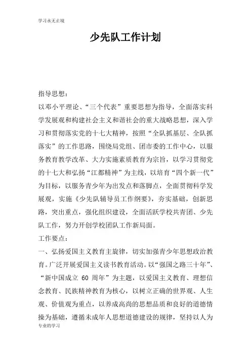 少先队工作计划 3