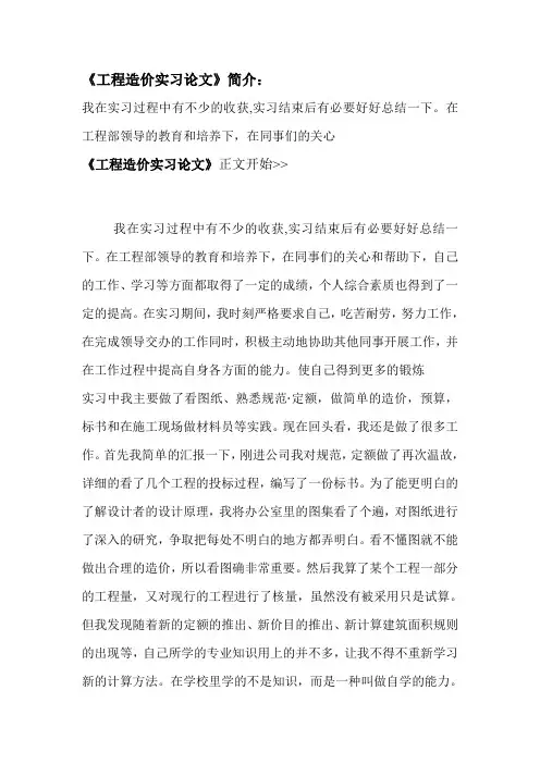 工程造价报告
