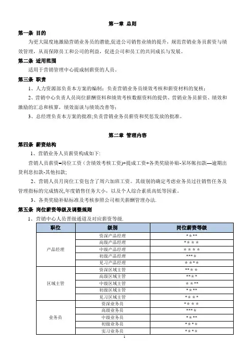 营销人员薪酬考核方案