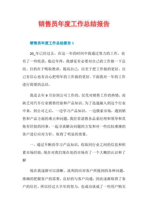 销售员年度工作总结报告