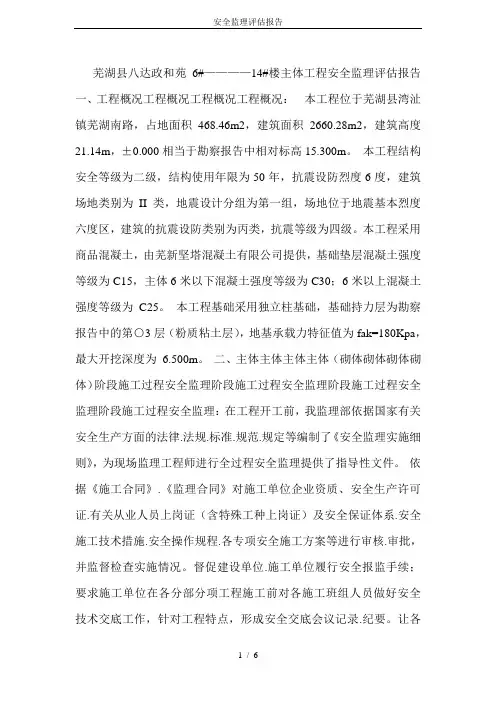 安全监理评估报告