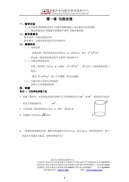 第一章 勾股定理复习(教师版)