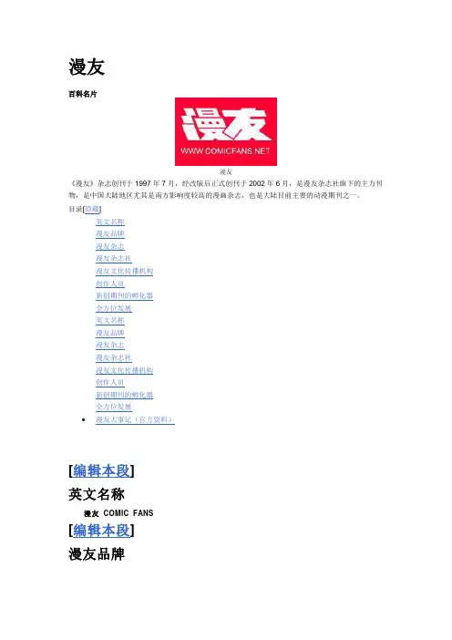 《漫友》简介
