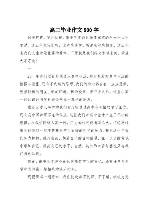 高三毕业作文800字