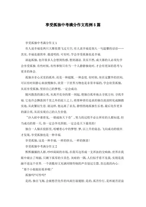 享受孤独中考满分作文范例5篇