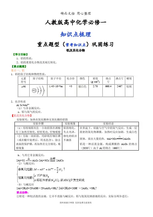 人教版高中化学必修1[知识点整理及重点题型梳理]_铝及其化合物_提高