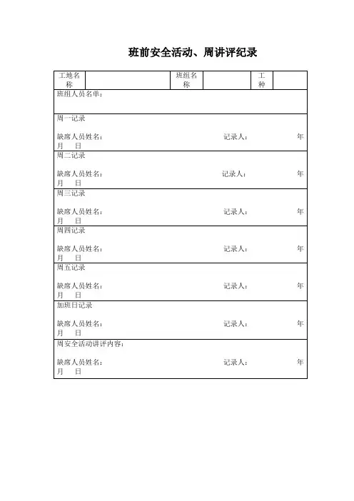 班前安全教育记录
