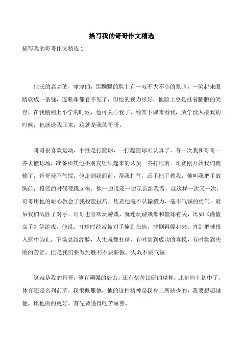 描写我的哥哥作文精选