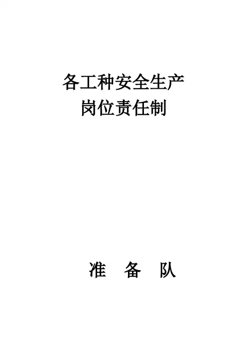 各工种安全生产岗位责任制