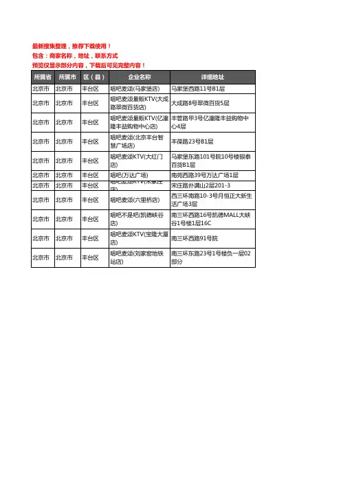 新版北京市北京市丰台区唱吧企业公司商家户名录单联系方式地址大全11家