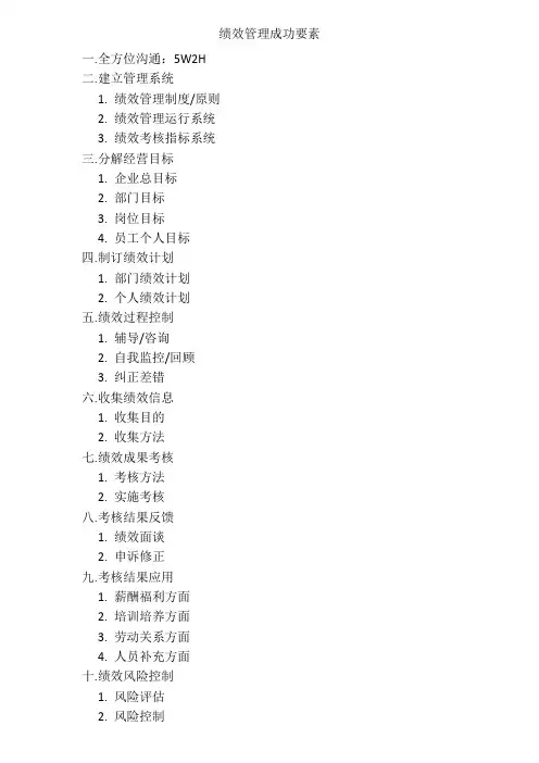 绩效管理成功要素