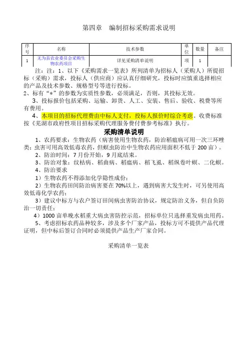 第四章编制招标采购需求说明