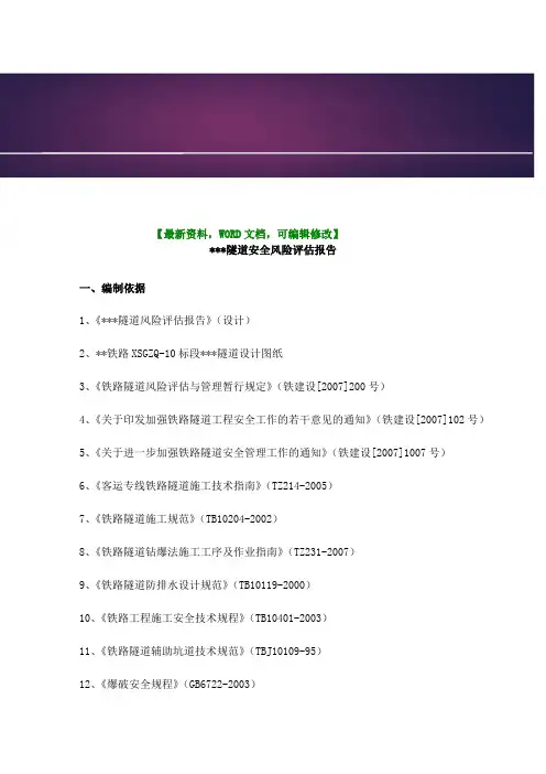 隧道安全风险评估报告
