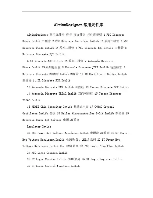 AltiumDesigner常用元件库