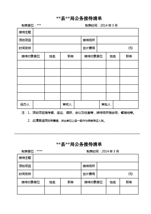 公务接待清单