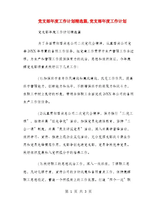 党支部年度工作计划精选篇