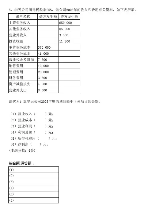 会计基础习题