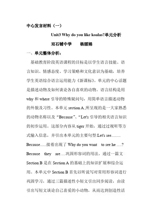 中心发言材料(一)