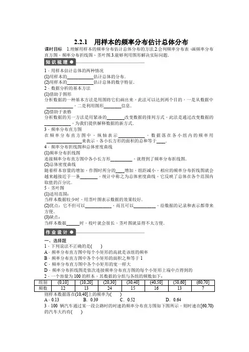 高中数学(人教版A版必修三)配套课时作业：第二章 统计 2.2.1 Word版含答案