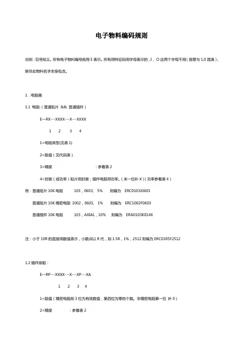电子物料编码规则