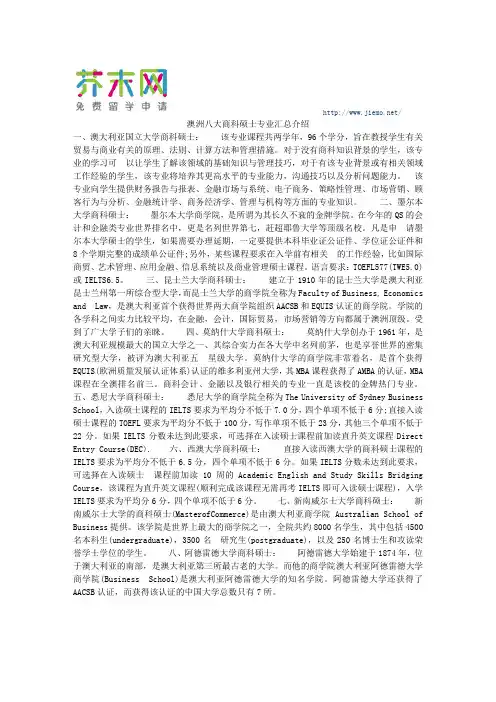 澳洲八大商科硕士专业汇总介绍