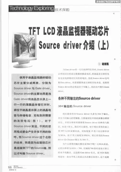 TFT LCD液晶监视器驱动芯片Source driver介绍(上)