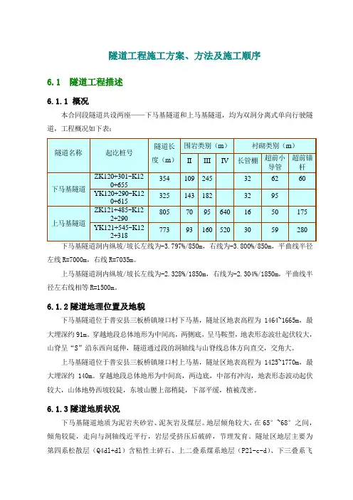 隧道工程施工方案(分离式隧道)