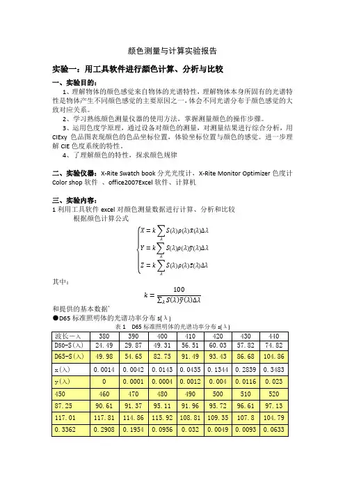 色彩学课程设计论文报告