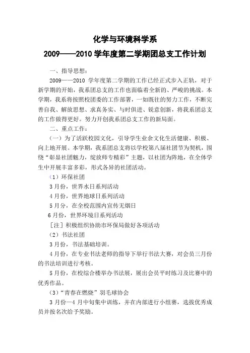 团总支计划