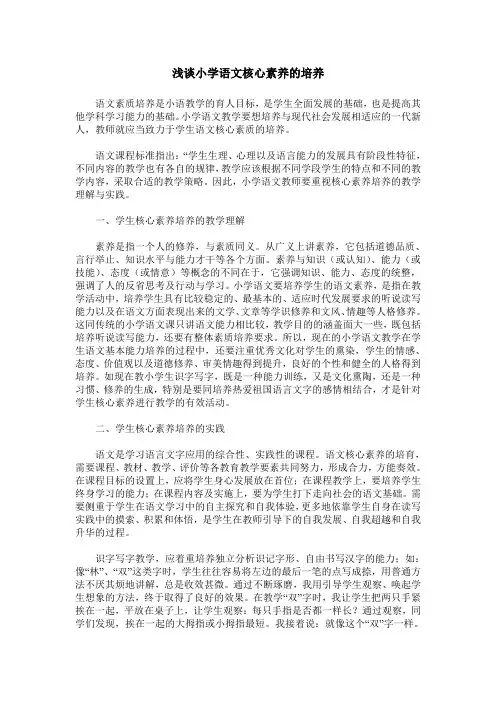 浅谈小学语文核心素养的培养