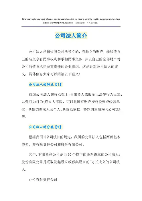 公司法人简介