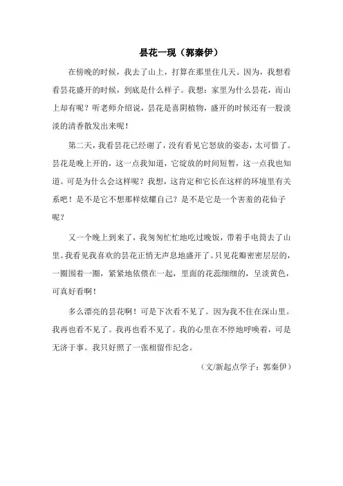 昙花一现 (郭秦伊) 新起点作文