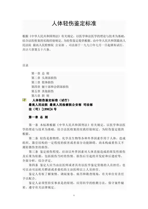 人体轻伤鉴定标准