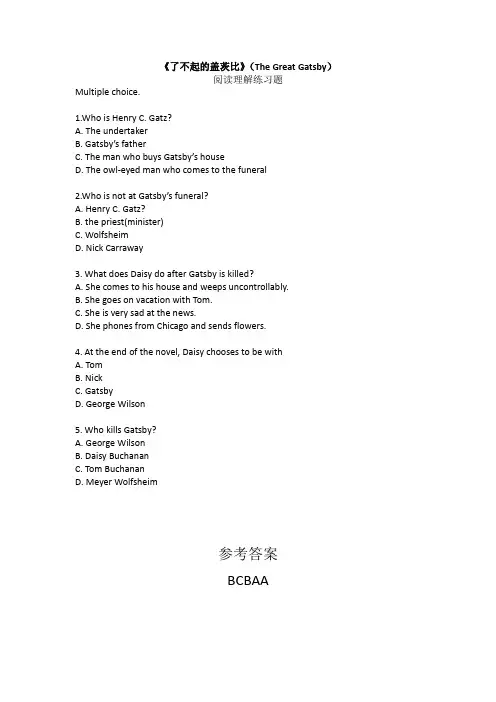 《了不起的盖茨比The Great Gatsby》习题