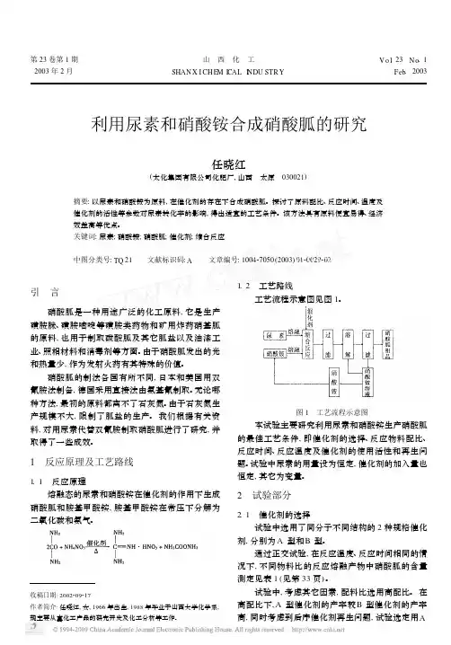 利用尿素和硝酸铵合成硝酸胍的研究