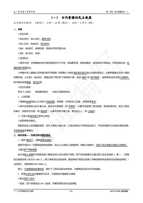 1-1 古代希腊的民主制度