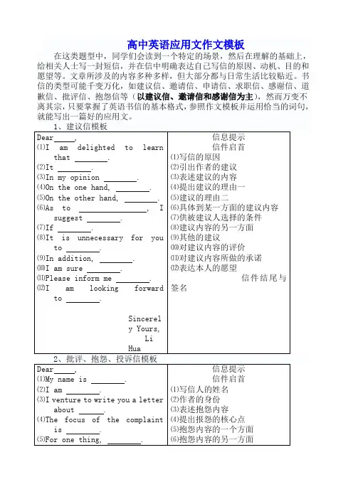 高考英语应用文作文模板