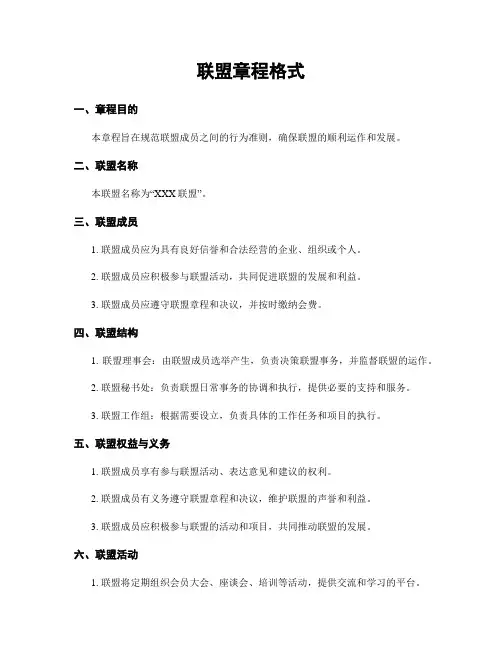 联盟章程格式 4